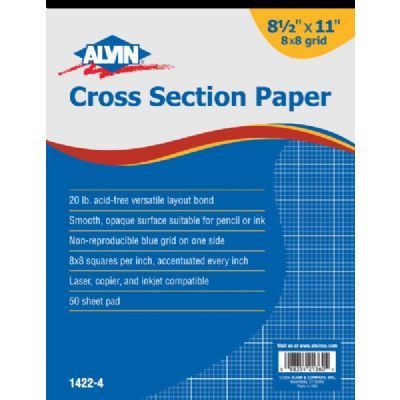 Paper Cross Section 8X8 Grid Pad of 50 Sheets 8 1/2