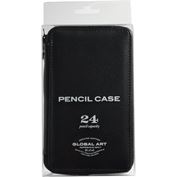 Global Art Leather Black Empty Pencil Case for 24 pencils