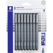 Staedtler Pigment Liner Set 8 Line Widths Black