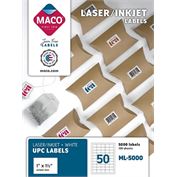 Maco UPC Labels 1" x 1-1/2", 100sh, 5000 Labels