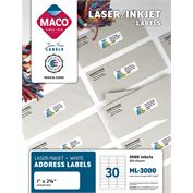 Maco File Blank Labels 1" x 2-5/8", 3000 labels/box